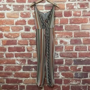 BCBGeneration Pants Jumpsuit Women's Small Multicolor Abstract Stretchy Slit Leg